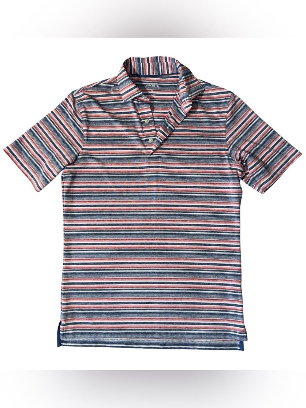 Johnnie-O mens S Small red blue stripe performance golf polo shirt EUC